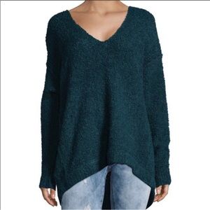 Free People Lofty V-Neck Sweater Green Size Medium